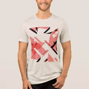 Licht Rood Zwart Vormt Abstracte Kunst MCM-geïnspi Tri-Blend Shirt