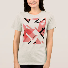 Licht Rood Zwart Vormt Abstracte Kunst MCM-geïnspi Tri-Blend Shirt
