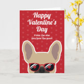 Licht roomkleurige Franse Bulldog Valentijnskaart Kaart (Gele Bloem)