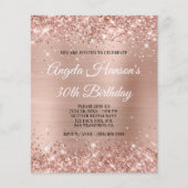 Licht Roos Gold Glitter 30th Birthday Paper Flyer (Voorkant)