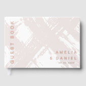Licht roos grijs penseelstreken namen bruiloft fol gastenboek (Voorkant)
