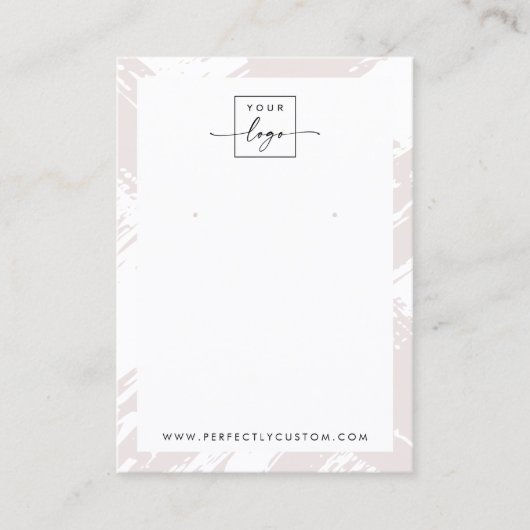 Licht roos grijs penseelstreken oorbel display kaa visitekaartje (Voorkant)