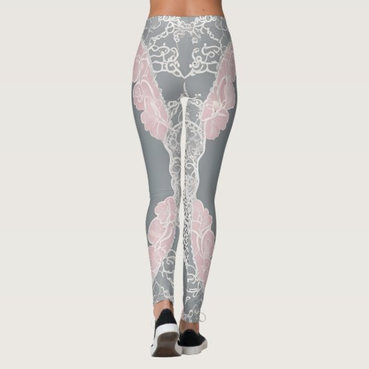 Licht Roos op Lace AI kunst Leggings (Achterkant)