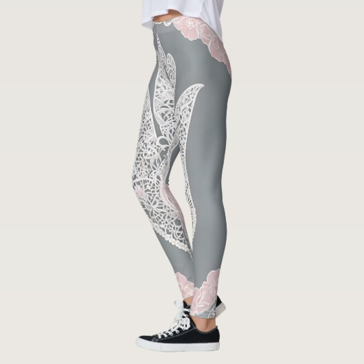 Licht Roos op Lace AI kunst Leggings (Links)