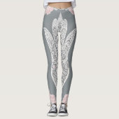 Licht Roos op Lace AI kunst Leggings (Voorkant)
