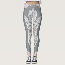 Licht Roos op Lace AI kunst Leggings