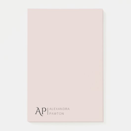 Licht Roos Persoonlijk gepersonaliseerd Monogram Post-it® Notes (Voorkant)