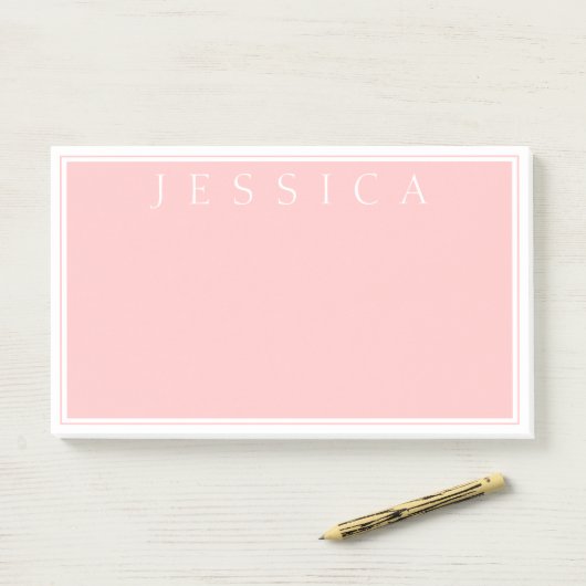 Licht Roos Roze | JOUW NAAM Post-it® Notes (Op bureau)