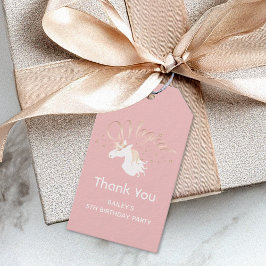 Licht Roos Roze Wit Magisch Unicorn Dank u Cadeaulabel