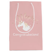 Licht Roos Roze Wit Magische Eenhoorn Meisje Medium Cadeauzakje (Voorkant)