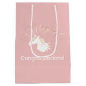Licht Roos Roze Wit Magische Eenhoorn Meisje Medium Cadeauzakje (Achterkant)