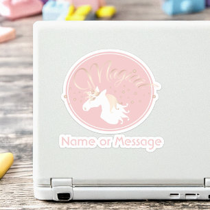 Licht Roos Roze Wit Magische Unicorn Sticker