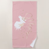 Licht Roos Roze Wit Magische Unicorn Strandlaken (Voorkant)