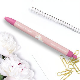 Licht Roos Roze Wit Magische Unicorn Zwarte Inkt Pen