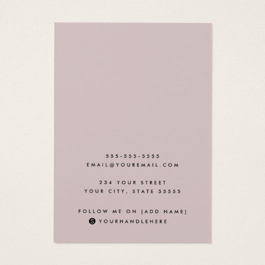 Licht roos taupe logo oorbel display kaart (Achterkant)