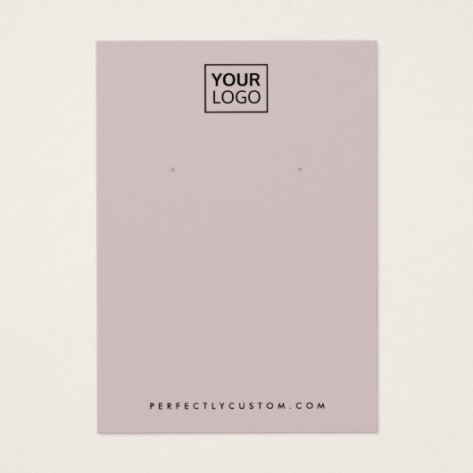 Licht roos taupe logo oorbel display kaart (Voorkant)