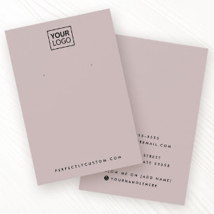 Licht roos taupe logo oorbel display kaart