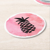 Licht Roze Ananas Ronde Kartonnen Onderzetter (Gebogen)