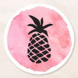 Licht Roze Ananas Ronde Kartonnen Onderzetter
