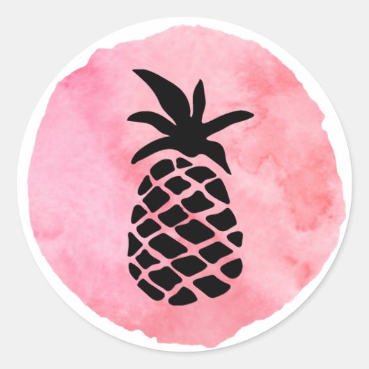 Licht Roze Ananas Ronde Sticker (Voorkant)