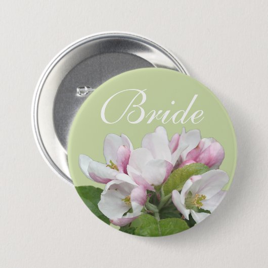 Licht roze appelbloem bruidt bruiloft. ronde button 7,6 cm (Voorkant /achterkant)