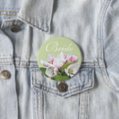 Licht roze appelbloem bruidt bruiloft. ronde button 7,6 cm (In situ)