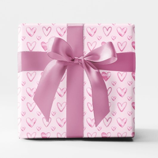 Licht Roze Aquarel Harten Cadeaupapier