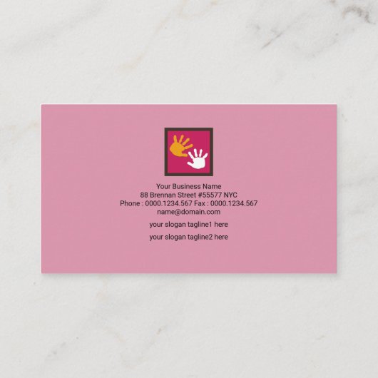 Licht roze Baby handen Babysitter Visitekaartje (Achterkant)