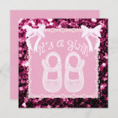 Licht roze babymeisje - douche Roze enkels uitnodi Kaart (Voorkant / Achterkant)