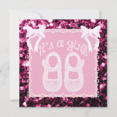 Licht roze babymeisje - douche Roze enkels uitnodi Kaart (Voorkant)