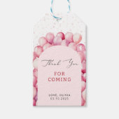 Licht roze ballonnen bos dank u cadeaulabel (Voorkant)