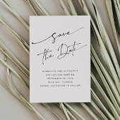 Licht Roze Beige Moderne Script Vet Niet-Foto Opsl Save The Date