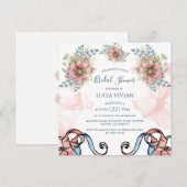 Licht Roze Berichten Bridal Shower Uitnodiging (Voorkant / Achterkant)