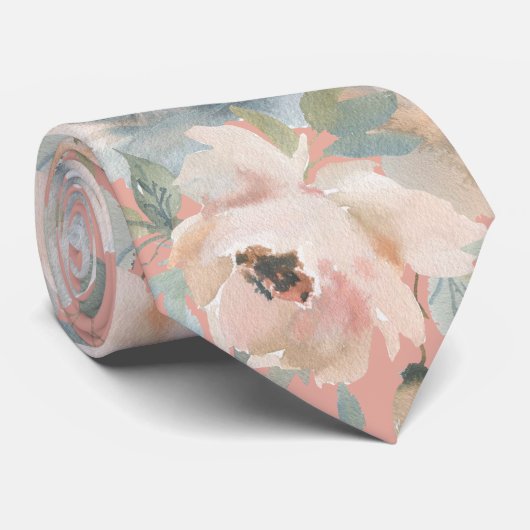 Licht roze, blauwe Rozen Florenz Stropdassen (Opgerold)