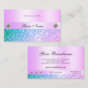 Licht roze Blauwgroen Glitter Diamonds Pastel Visitekaartje