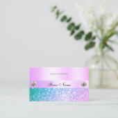Licht roze Blauwgroen Glitter Diamonds Pastel Visitekaartje (Staand voorkant)