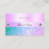 Licht roze Blauwgroen Glitter Diamonds Pastel Visitekaartje (Voorkant)