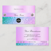Licht roze Blauwgroen glitter met Logo pasta Visitekaartje (Voorkant / Achterkant)