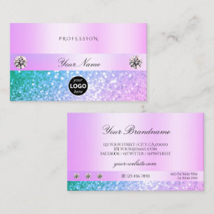 Licht roze Blauwgroen glitter met Logo pasta Visitekaartje