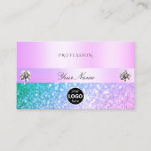 Licht roze Blauwgroen glitter met Logo pasta Visitekaartje (Voorkant)