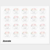Licht roze bloemen elegante moderne bruiloft ronde sticker (Vel)