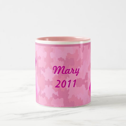 Licht roze Camouflage Roze Lint Datum Mok (Center)