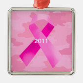 Licht roze Camouflage Roze Lint Ornament Datum (Voorkant)