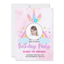 Licht Roze Cute Eenhoorn Sterren 4de Verjaardag