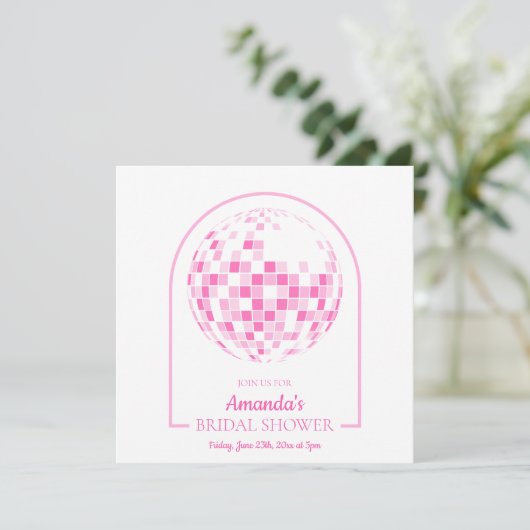 Licht Roze Disco Boogie Bruidsdiner Uitnodiging (Staand voorkant)