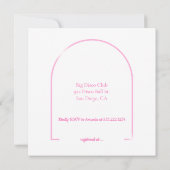 Licht Roze Disco Boogie Bruidsdiner Uitnodiging (Achterkant)