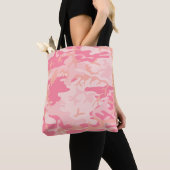Licht Roze Donker Roze en Peach Camo Camouflage Tote Bag (Dichtbij)