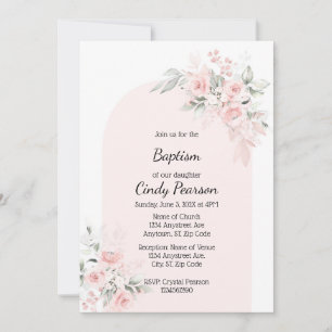 Licht roze doopuitnodiging kaart