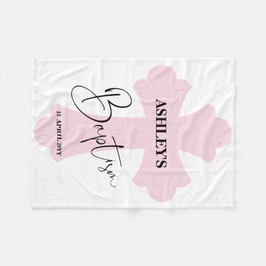 Licht roze dwarsbalk fleece deken (Voorkant (Horizontaal))