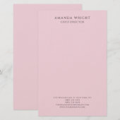 Licht roze effen aantrekkelijk stijlvol zakelijk briefpapier (Voorkant / Achterkant)